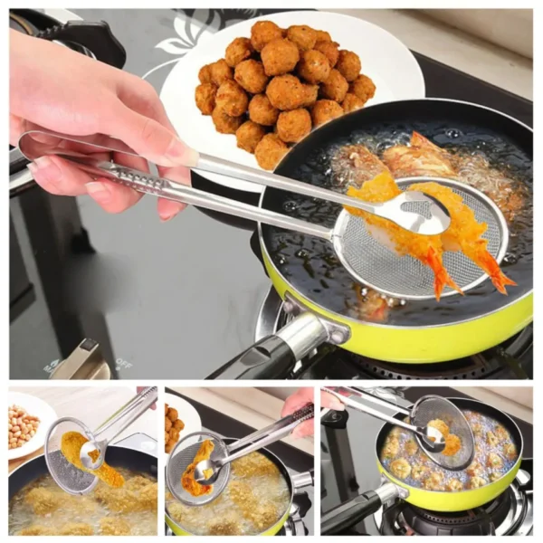 2-in-1 Stainless Steel Frying Spoon & Strainer Clip