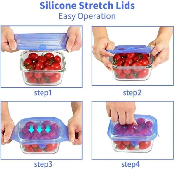 Pack of 6 Reusable Silicone Stretch Lids – Airtight Seal - Image 4