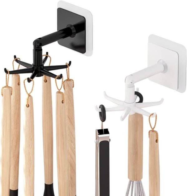 360° Rotating Self-Adhesive Kitchen Hooks Organizer