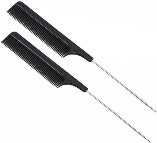 2PC Black Fine Teeth Tail Comb – Precision Styling Tool
