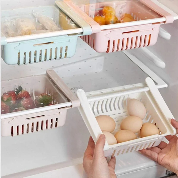 Adjustable Fridge Drawer Basket – Space-Saving Organizer