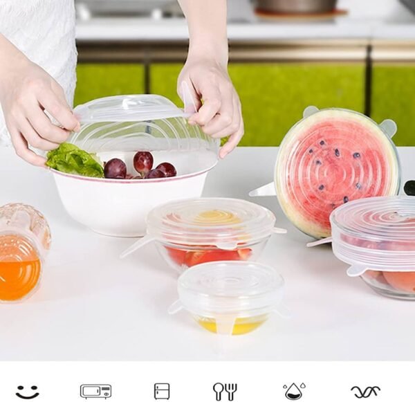 Pack of 6 Reusable Silicone Stretch Lids – Airtight Seal