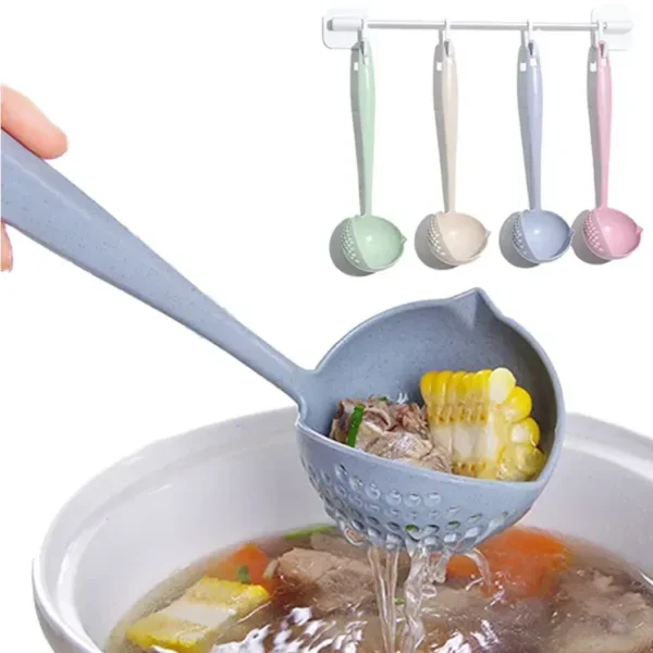2-in-1 Long Handle Soup Spoon & Strainer – Multipurpose