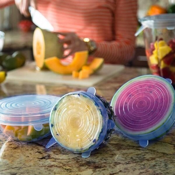 Pack of 6 Reusable Silicone Stretch Lids – Airtight Seal - Image 2