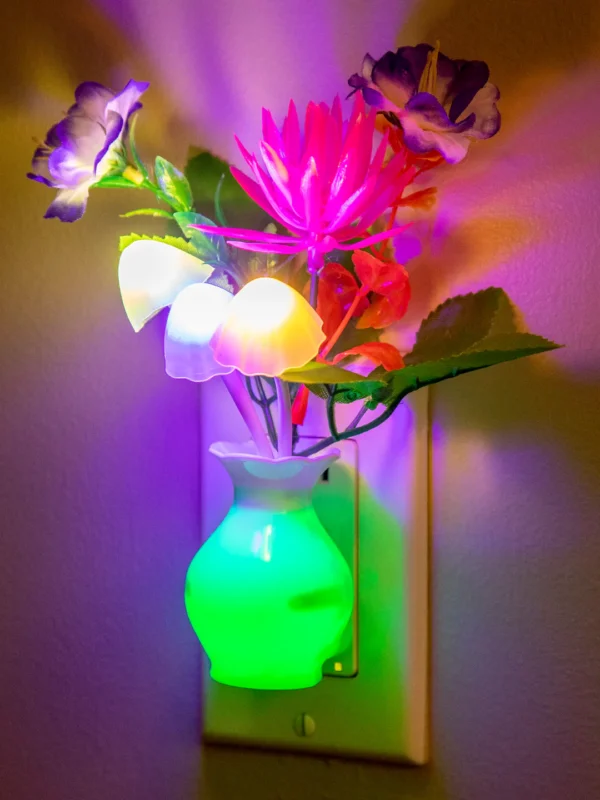 Colorful LED Mushroom Night Light – Auto Sensor Glow