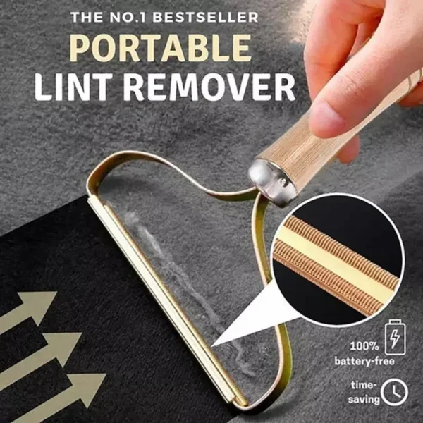 Portable Wooden Handle Lint Remover – Reusable & Durable