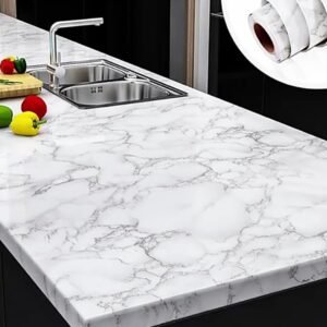 White Marble Adhesive Sticker Sheet – Waterproof & Durable