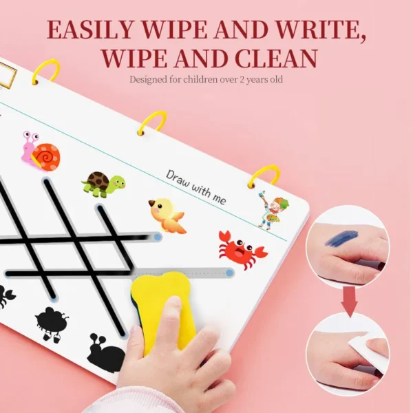 64-Page Kids Tracing Book with 2 Erasable Markers - Image 4