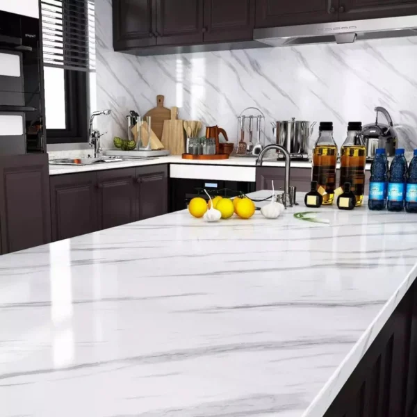 White Marble Adhesive Sticker Sheet – Waterproof & Durable - Image 2