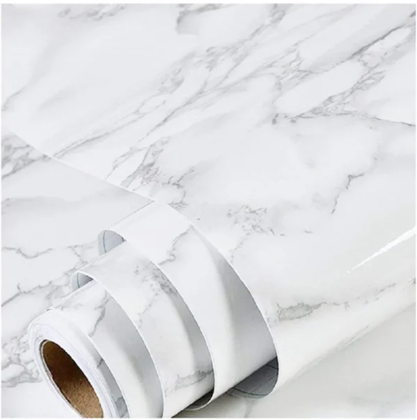 White Marble Adhesive Sticker Sheet – Waterproof & Durable - Image 4