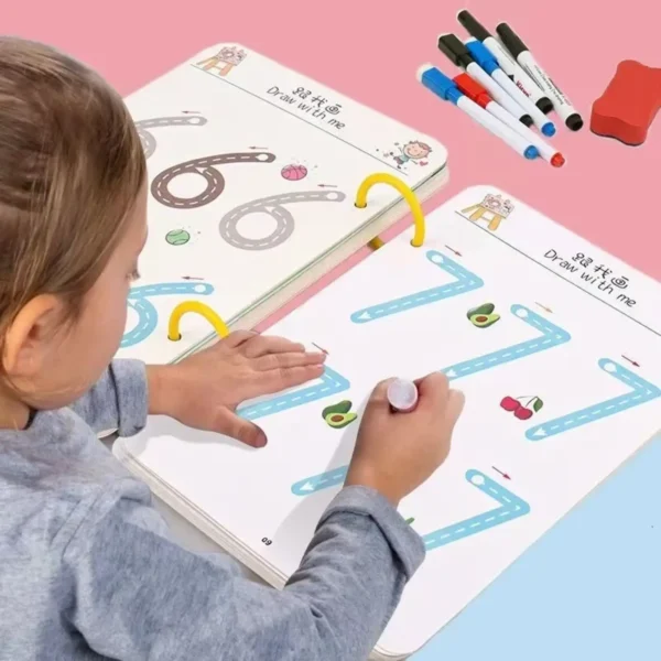 64-Page Kids Tracing Book with 2 Erasable Markers